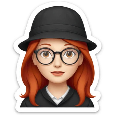 hatted womanwith glasses and long red hair sticker