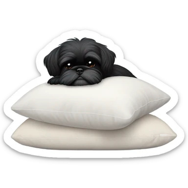 Black Shih Tzu terrier dog sleeping on a pillow sticker