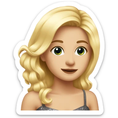 Blonde girl in dress at New Year’s party sticker