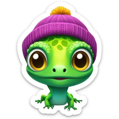 Gecko wearing a beanie sticker