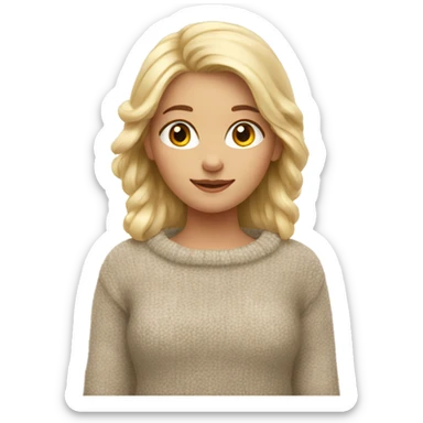 blonde girl in cozy sweater sticker
