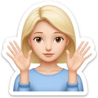 Girl with two hands in front no flowers and make them at different levels sticker