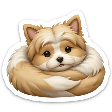 Morkie dog sleeping, curled up sticker