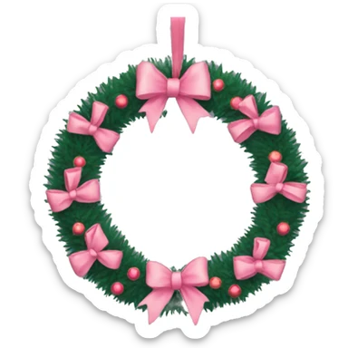 wreath with pink bows and lights christmas mood sticker