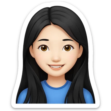 Pretty Asian girl with money long hair sticker