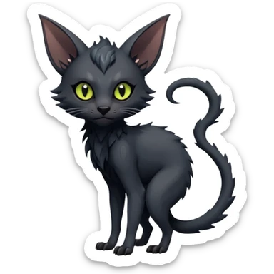 Futuristic Black Dark Abyssal Ethereal Modern Amaura-Bayleaf-Abyss-Lykoi-Fakémon-creature-hybrid Full Body sticker