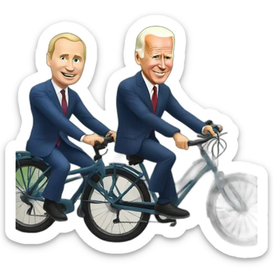 Vladmir Putin and Joe Biden riding bicycle sticker