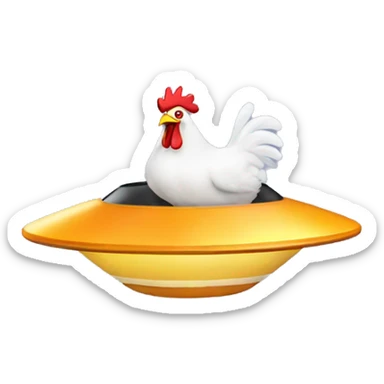 chicken driving in flying saucer sticker