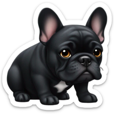 all black fat french bulldog sticker