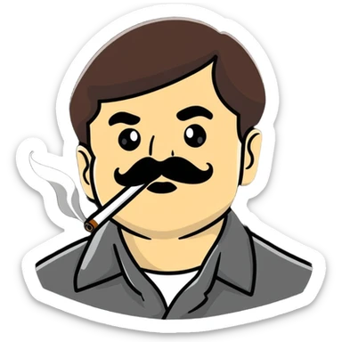 El Chapo drug lord with mustache smoking marijuana sticker