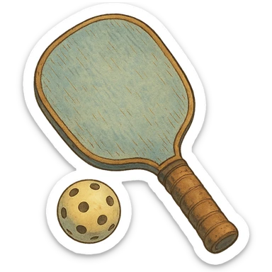 ghibli style pickleball paddle and ball sticker