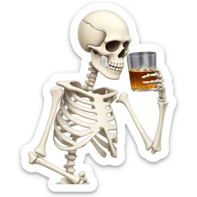 Skeleton drinking a whisky sticker