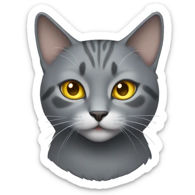 Gray cat with yellow eyes and a small white patch on chest sticker