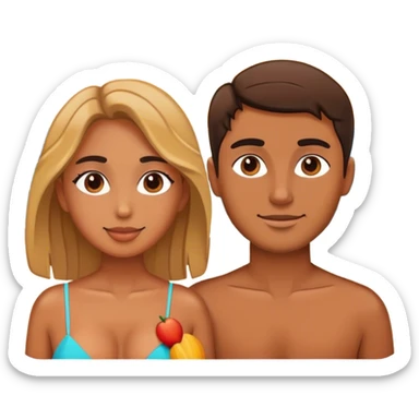 unos novios en la playa con atardecer  sticker