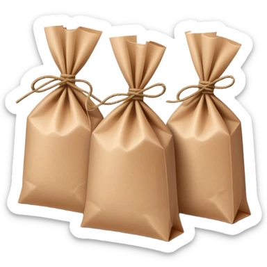 Three identical sealed packets or packages in a row sticker