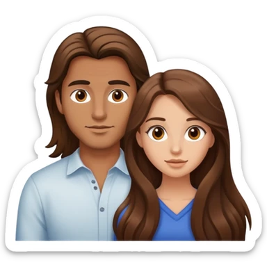 beautiful girl with long brown hair huge a man with brown hair sticker