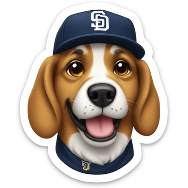 Dog wearing padres hat sticker
