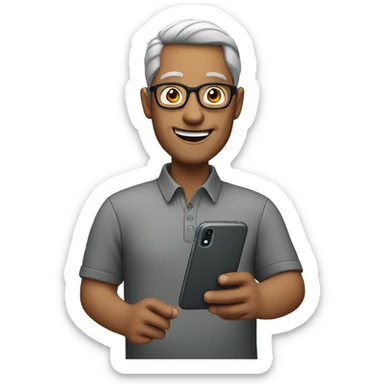 Middle age man with glasses speaking on cell phone sticker