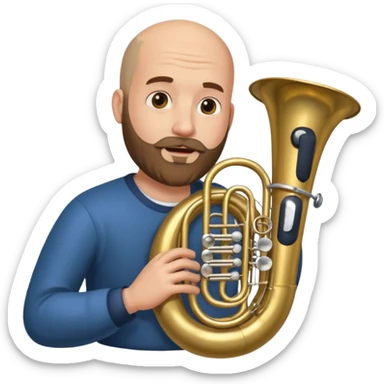 große Tuba, von gltzköpfigen bärtigem Mann gespielt sticker