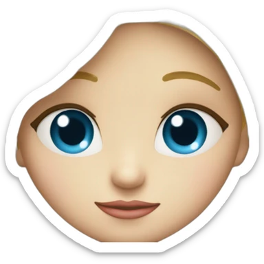 A blond boy with blue eyes who kisses a pretty blonde girl with blues eyes,  with a heart above their heads  sticker