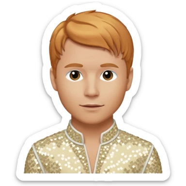 Brian Littrell from Backstreet Boys with reddish blonde hair, ivory sequin outfit sticker
