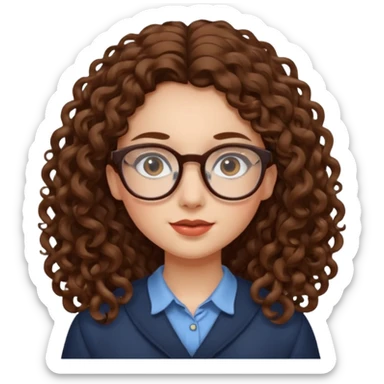 Rapariga, com óculos, cabelo castanho, aos caracóis, comprido sticker