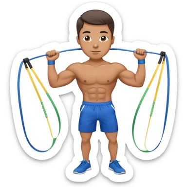 fit man with blue shorts resistance bands exercises sticker