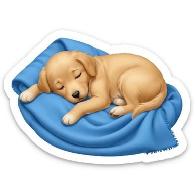 golden retriever puppy sleeping with a blanket sticker
