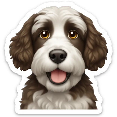 Newfypoo brown and white dog sticker