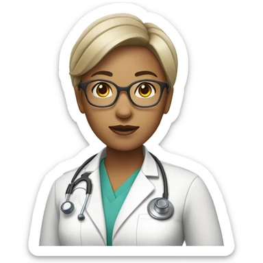 female doctor with a stethoscope around her neck short hair and transparent spectacles sticker
