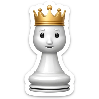 white plastic chess pieces, king sticker