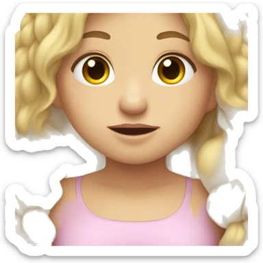 Blonde hairs hazel eyes girl holding her breath sticker