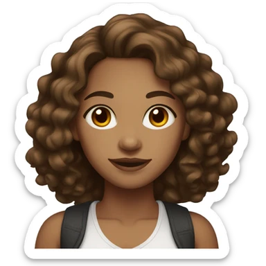 Light brown skin with dark brown curly hair and brown eyes woman sticker