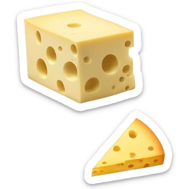 A piece of cheese ware a Christmas hat sticker