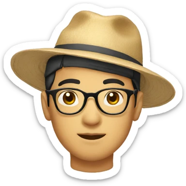 asian man with glasses & hat sticker