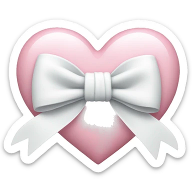 Pastel pink heart with white bow sticker