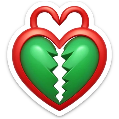 two hearts circling each other. one is red, the other is green sticker