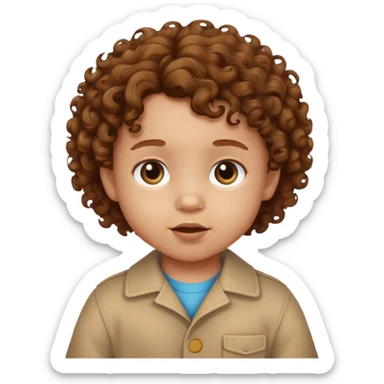 toddler with curly brown hair  sticker