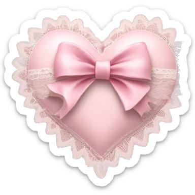 rococo Pastel pink heart with bow with lace and frills  sticker