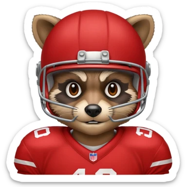 american football player raccoon red sticker