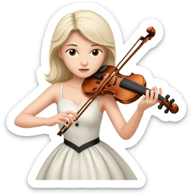 woman playing violin with white dress sticker
