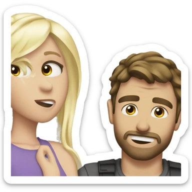 White blond boyfriend Ladung in Bad kuddling with brunette grilfriend sticker