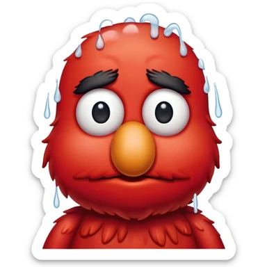 A sad Elmo with tears in his eyes, looking down sticker
