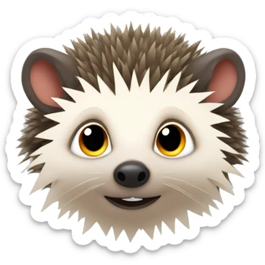 hedgehog with different colored ears sticker