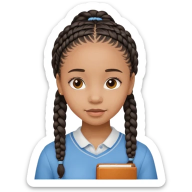 black cute young adult girl with classes and braids sticker