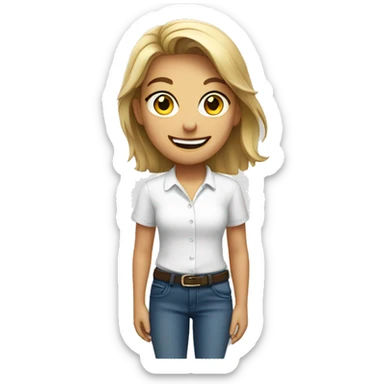 smiling girl in white shirt sticker