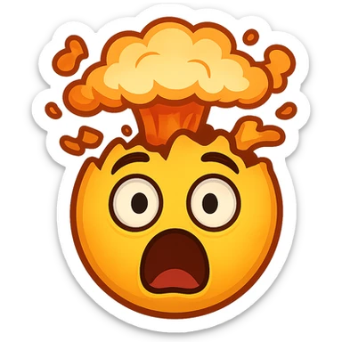 face with exploding head emoji, digital illustration sticker