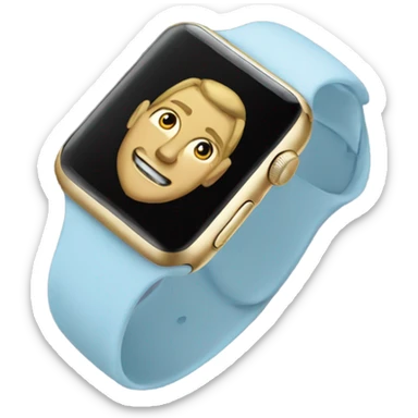 Gold Apple Watch with a light blue band on an angle sticker