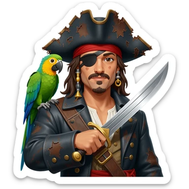 pirate and parrot sticker