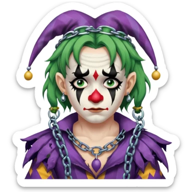 a chained wrangled jester sticker